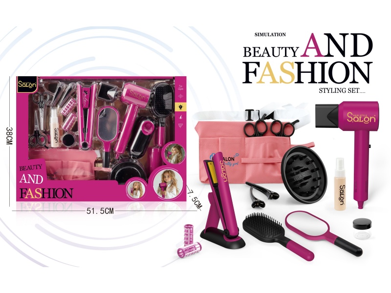 Diy House Play Accessories Simulation Salon Hair Care Tools Electric Hair Dryer Set 17 Pcs