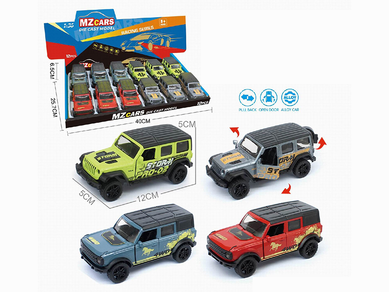 1:36 Pull Back Alloy Off-Road Vehicle(3 Doors Can Open)(Pad Printing) 12pcs