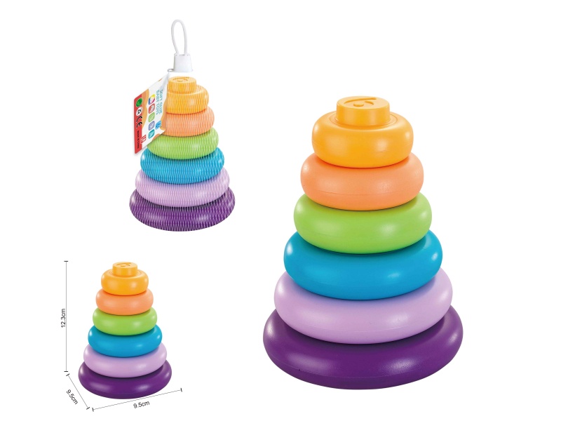 Soft Plastic Rainbow Stacking Ring Toys 6pcs