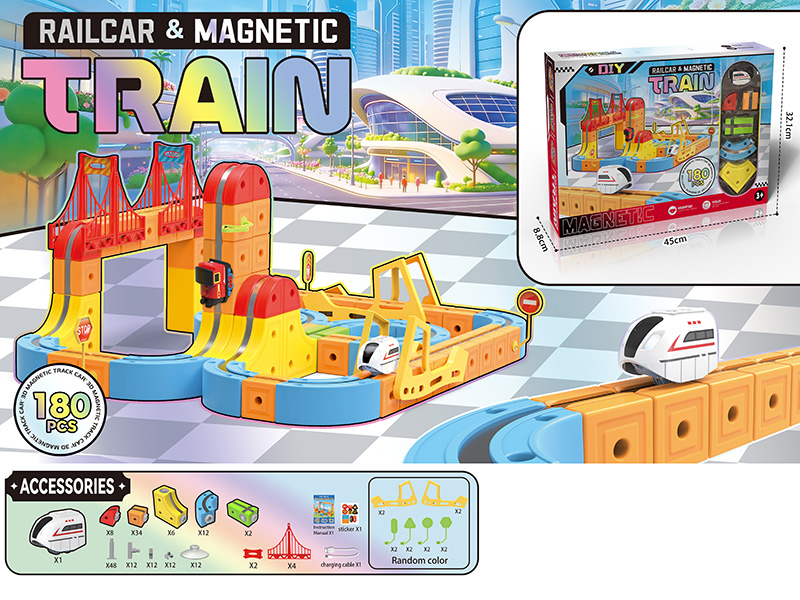 DIY 3D Magnetic Rail Train(Car Without Light)180PCS