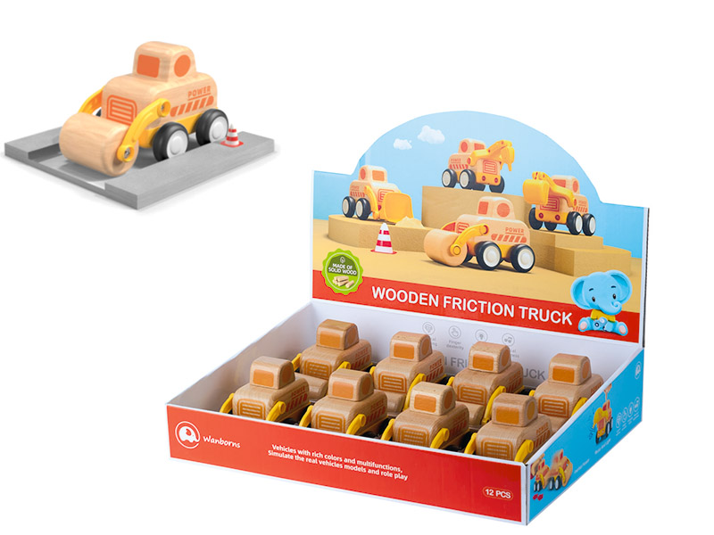 Wooden Mini Road Roller With Music And Lights 8pcs/Box