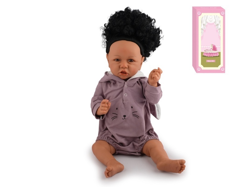 60Cm Reborn Soft Rubber High-Fidelity Baby Doll (Pp Car Hair) With Bottle, Magnetic Pacifier, Diaper, Birth Card