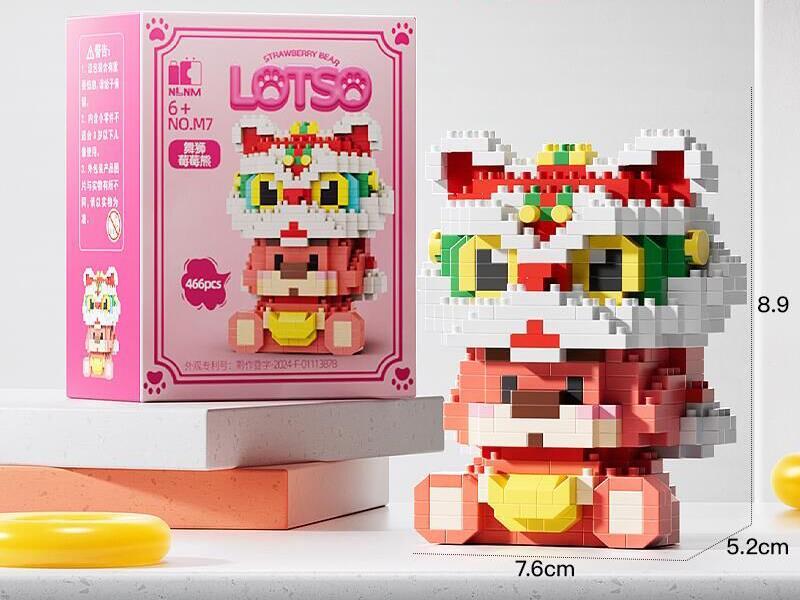 Microparticle Building Blocks - Lion Dance Strawberry Bear 466PCS