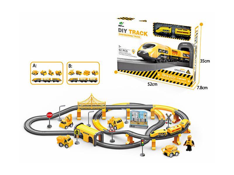 92PCS B/O Engineering Track Train Set (Track With Sound)