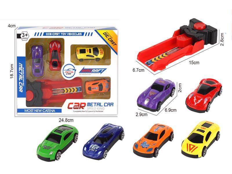 4Pcs Alloy Small Sports Car+Catapult