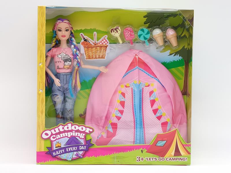 11.5" 9--Joint Solid Fashion Doll With Tent, Ice Cream Toys