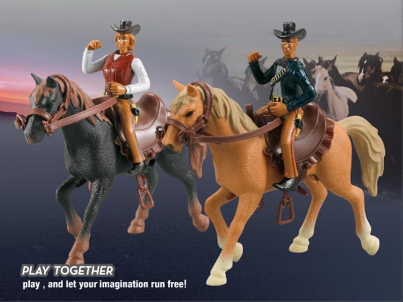 Horse With Western Cowboy Rider (2 Colors)