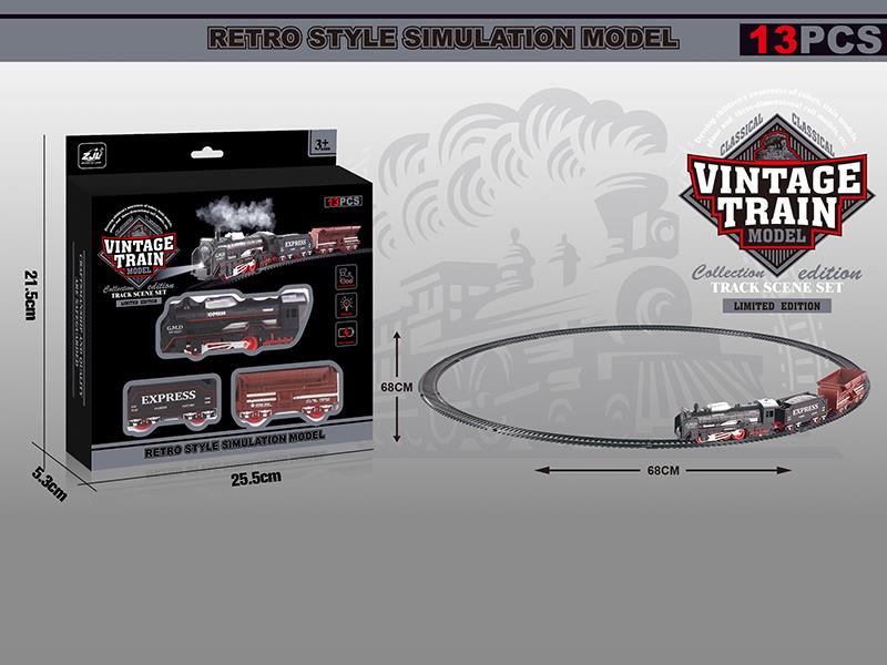 B/O Retro Rail Train(Lights)13pcs