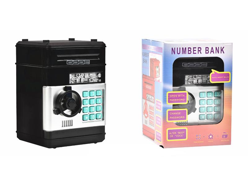 Silver Black Piggy Bank