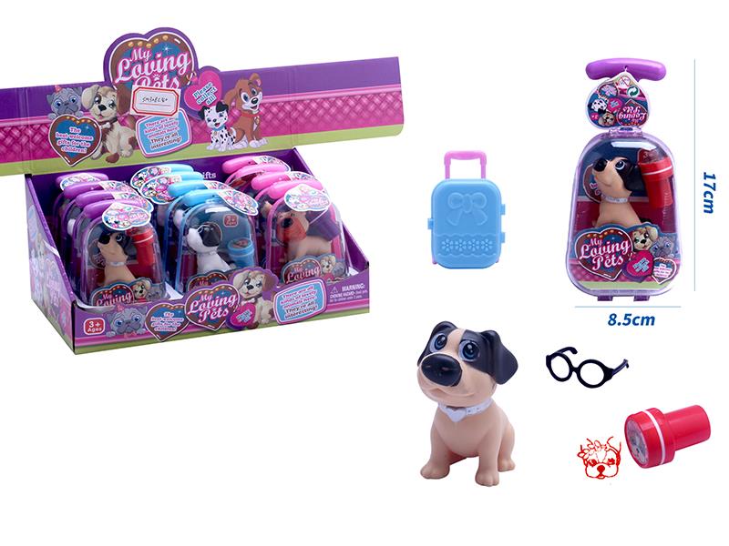 Pet Dog Toy With Stamper, Small Luggage, Glasses 12pcs