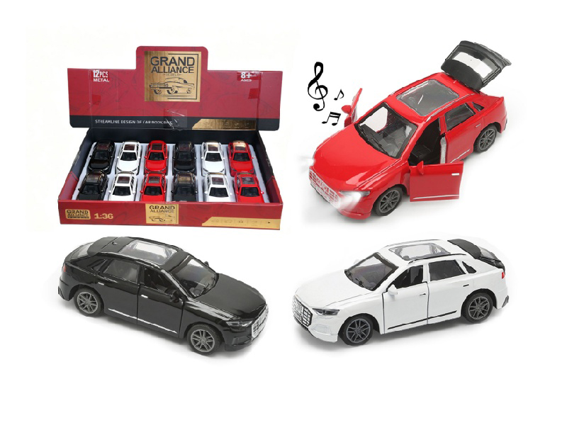 1:36 Huili Alloy Car Model - Audi Q8 With Lights And Music (12 Pieces/Display Box) Three-Color Mixed Set