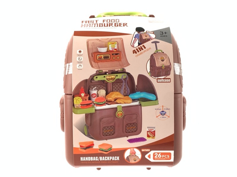 Household Play Toys Mcdonald'S Three-Pocket Schoolbag Trolley Case