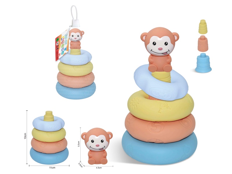 Soft Rubber Stacking Ring Finger Doll Set(Monkey) 8PCS