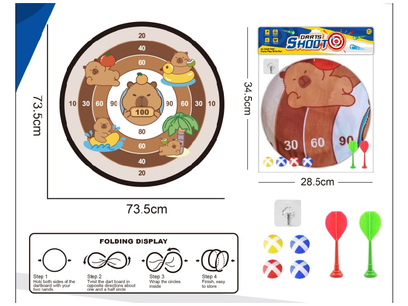 Kabipbala Foldable Dartboard, Adhesive Ball, Fabric Target 74Cm (Patterns Can Be Customized) - Comes With Dartboard
