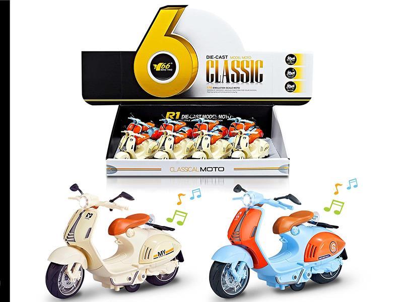 1:10 Alloy Pull-Back Sheep MotorCycle With lights and music 2 color mix