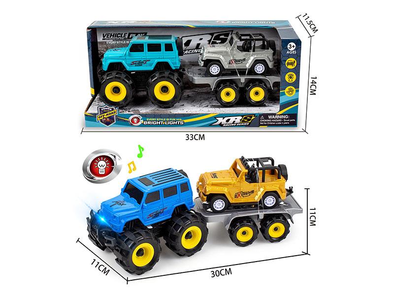 Friction Hummer Off-Road Vehicle Trailer Set With Lights