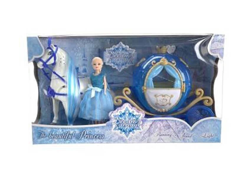 B/O Color Hair Horse Pumpkin Ball(With Princess)