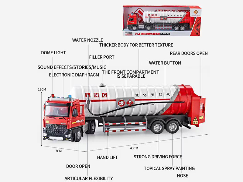 Extended Version Multifunctional Friction Plastic Gas Tank Truck Model