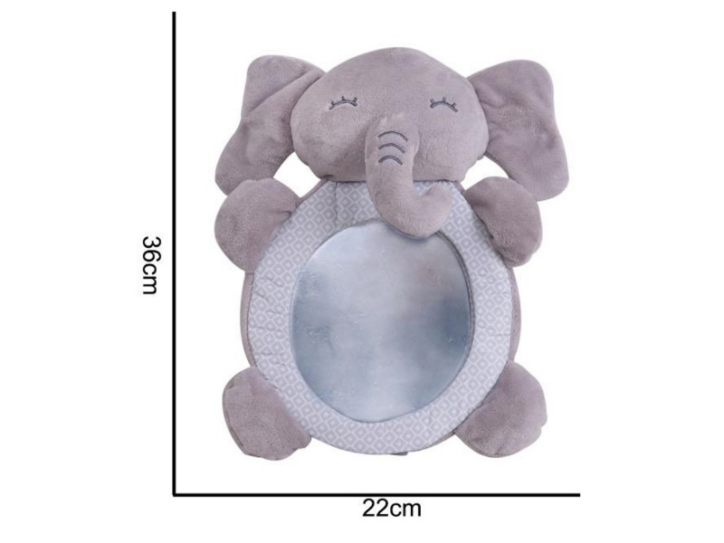 Plush Grey Elephant Funhouse Mirror