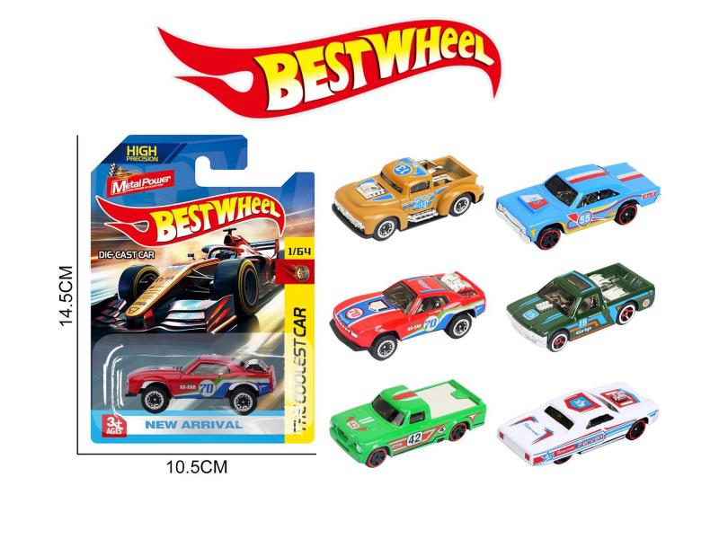 6-Piece 1:64 Pickup Truck, Muscle Car, Off-Road Vehicle Alloy Model Set