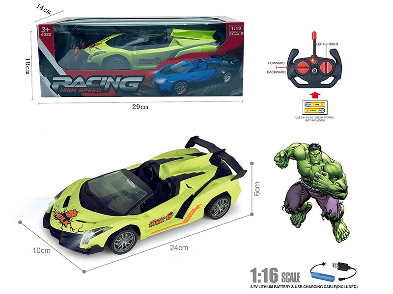 1:18 4-Channel Remote Control Lamborghini Convertible Car With Headlight(The Hulk)