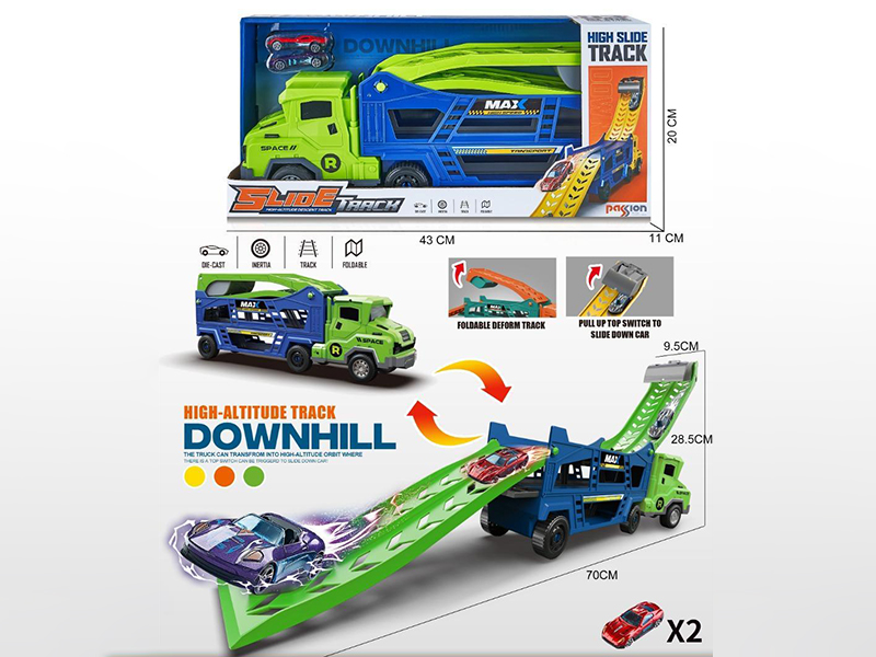 Friction Flodable Deform Track Storage Truck + 2 Alloy Cars