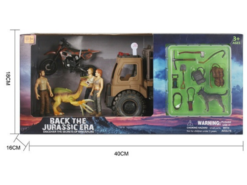 Character + Truck With Ic+ Adventure Accessories + Dinosaur Set (2 Mixed Outfits) Can Be Worn