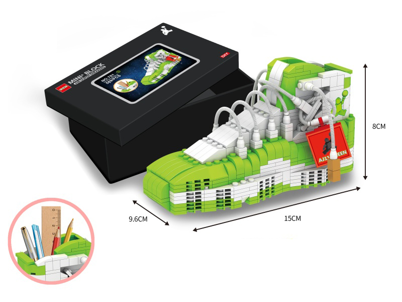 Mini Building Blocks Green AJ1 Sneakers Pen Holder 589pcs