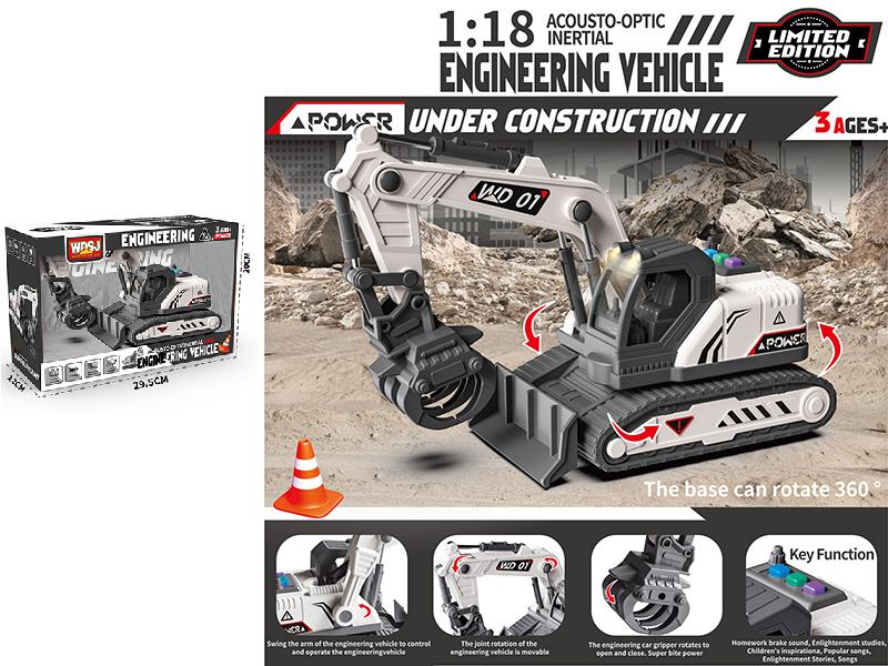 1:18 Friction Engineering Truck With Sound And Lights - Timber Grabber Excavator