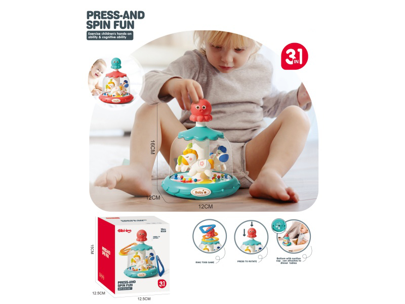 Two-Color Mixed Set Of Press Spin Wheel (Wooden Horse Style)