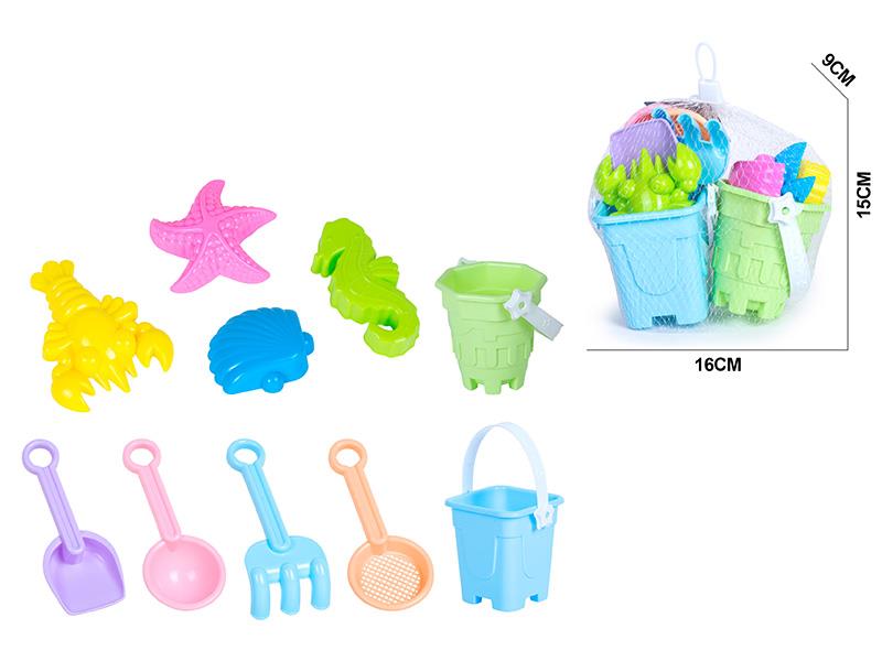Beach Bucket Sea Animal Sand Mold Set 10pcs