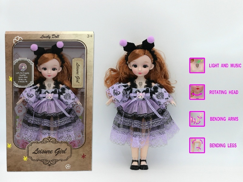 12-Inch 3D Simulation Eye 15-Joint Real-Life Music And Light Barbie Doll