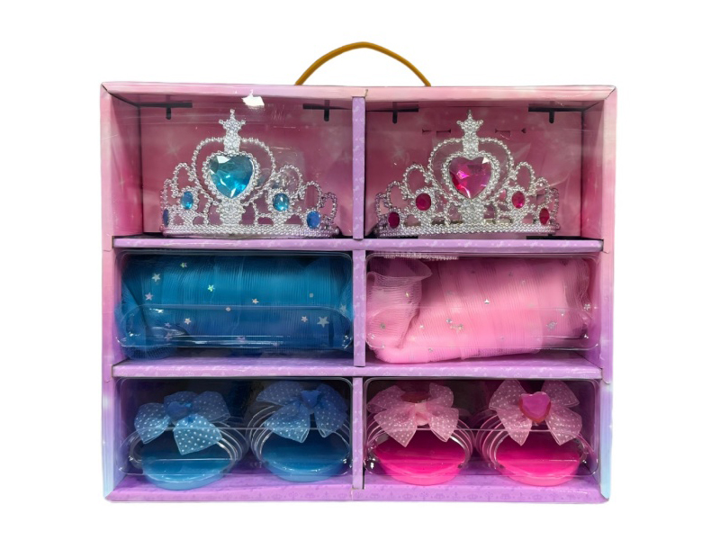 Six-Grid Princess Dress, Role-Playing, Crown Star And Moon Fairy Dress, High Heels, Magic Wand, Multi-Piece Gift Box Set