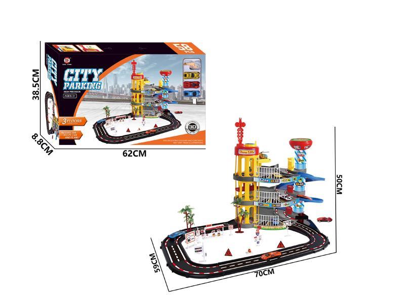 Parking Lot (3 Slide Alloy Cars +1 Aircraft)