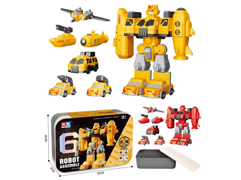 6-In-1 / Solid-Color Magnetic Assembly Robot