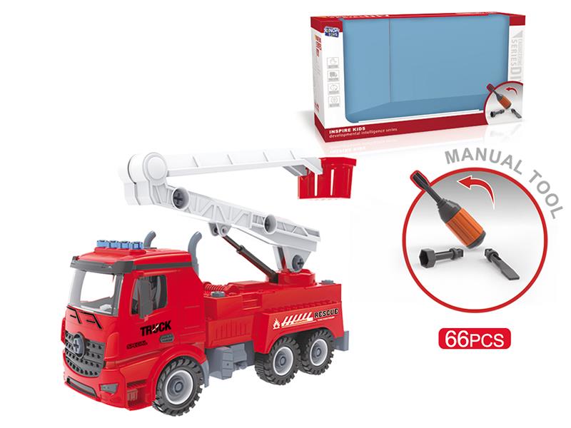 DIY Screw Building Blocks Fire Fighting Truck