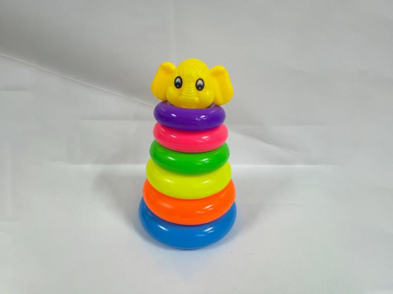 Baby Elephant Rainbow Tower Jenga Ring 6 Layers