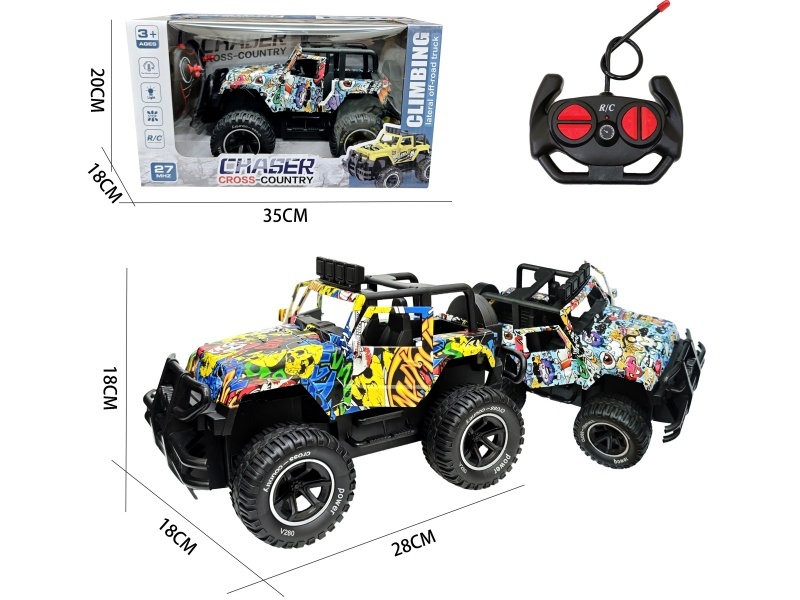 1:14 Four-Way Door Watermark Graffiti Wrangler Off-Road Remote Control Car (Manual Opening Door, Front Lights, No Battery Included)