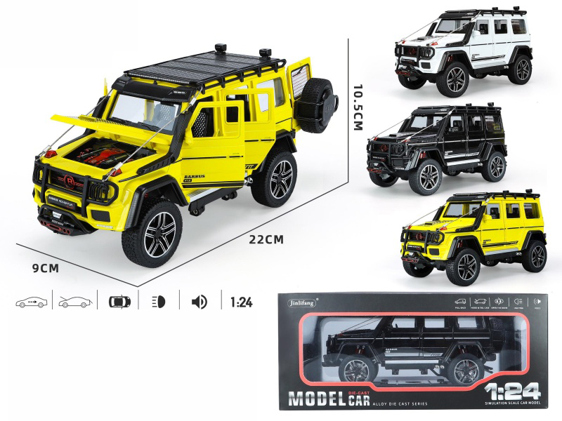 1:24 Benz G-Class Off-Road Version Pull Back Alloy Six-Door Car Model With Sound And Lights 1pcs