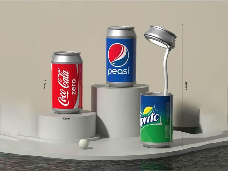 Cartoon Cola Bottle With Pen Holder Small Desk Lamp, 250 Mah, Two Settings