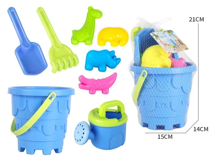 Castle Beach Bucket Shower Head Fear Grassland Animal 8-Piece Set