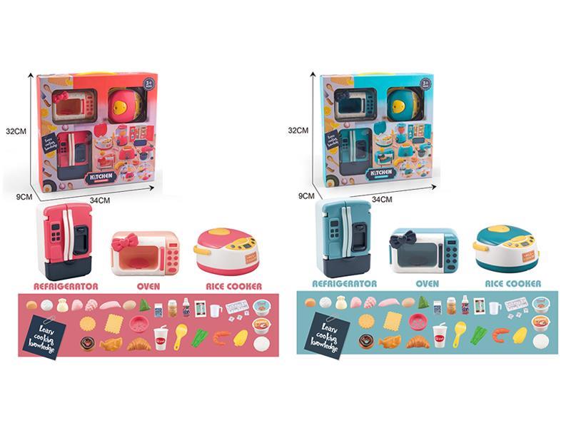 3PCS Kitchen Toy Set (Refrigerator, Microwave, Rice Cooker)