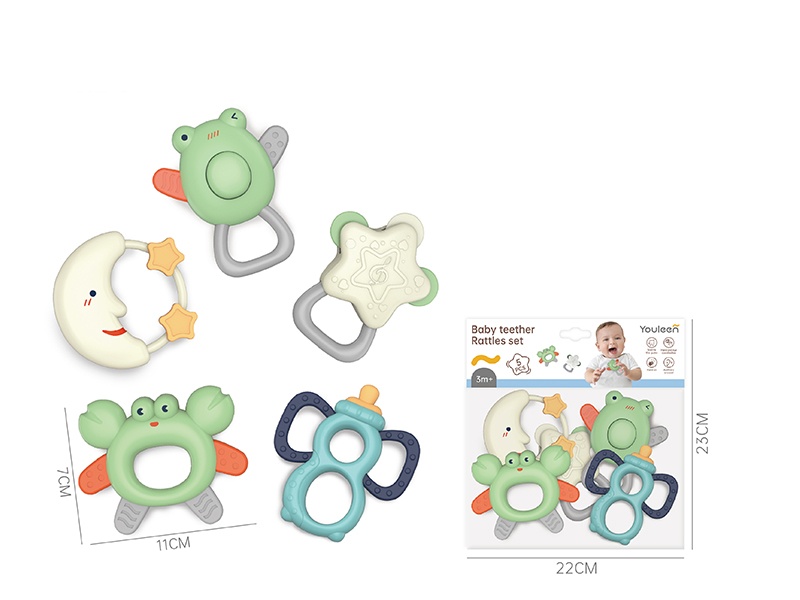 Baby Teether Rattles Set 5pcs