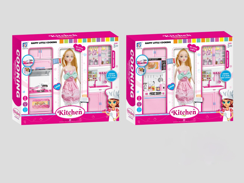 Pink Solid Color Kitchen And Kitchenware Set + Ba Pi (2 Mixed Sets)