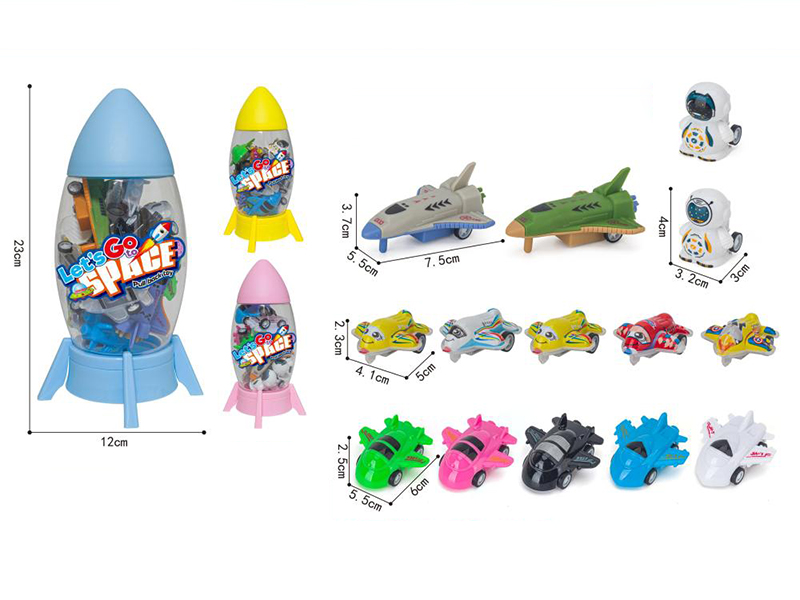 Bottle Rocket Cartoon Pull Back Airplanes, Robot Set