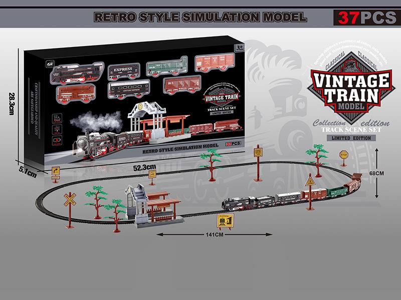B/O Retro Rail Train(Lights)37pcs