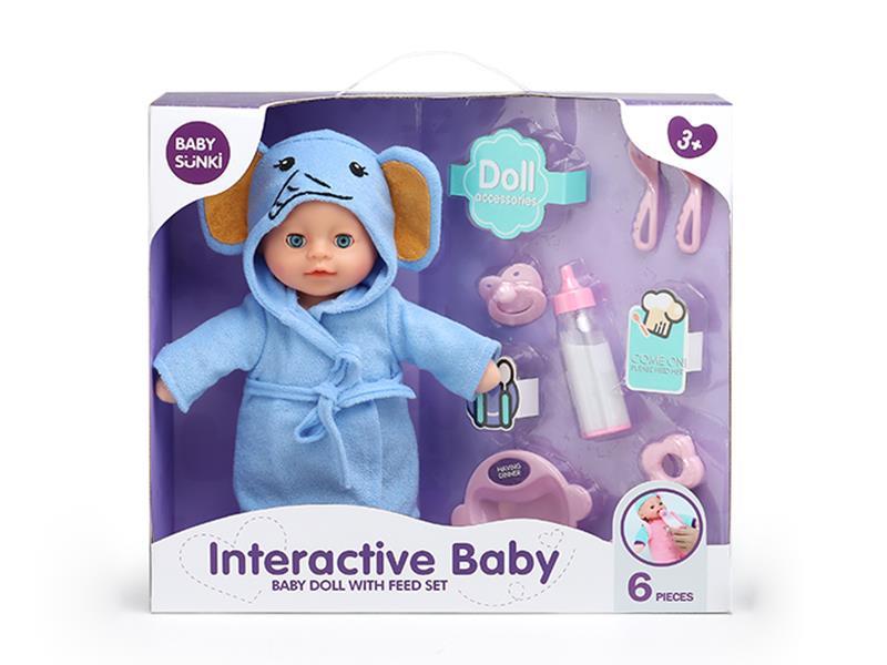 Cartoon Baby Doll With Tableware Set