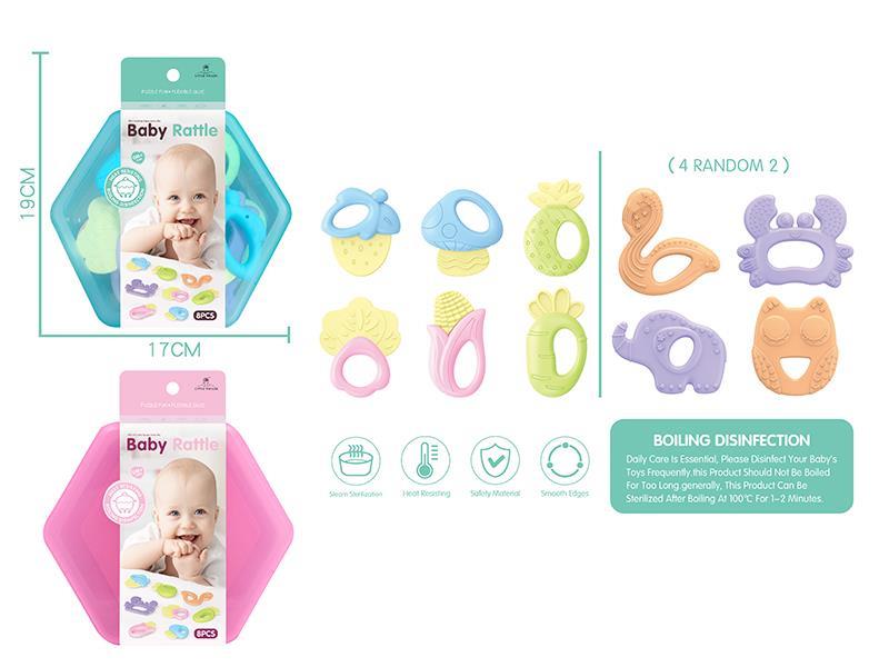 Hexagonal Storage Box Baby Rattle 8PCS