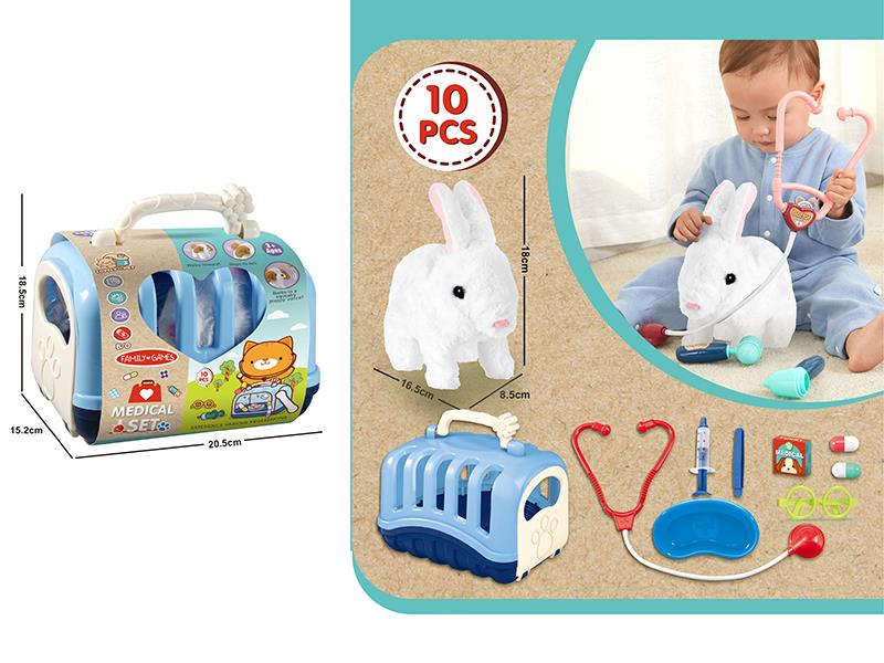 Electric Plush Pet Rabbit Doctor Set 10pcs