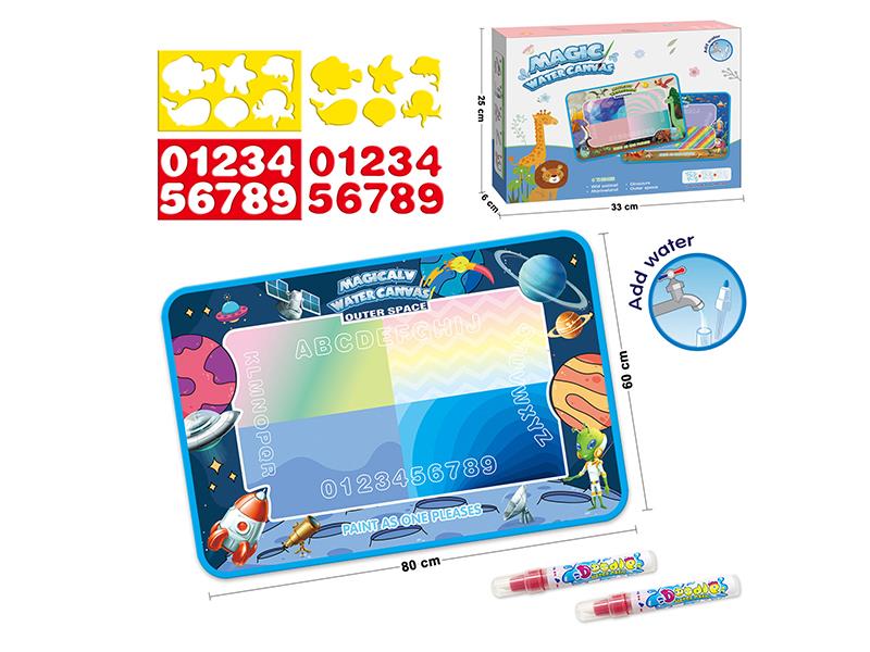 80X60CM Outer Space Theme Magic Water Canvas With 2 Painting Stencil